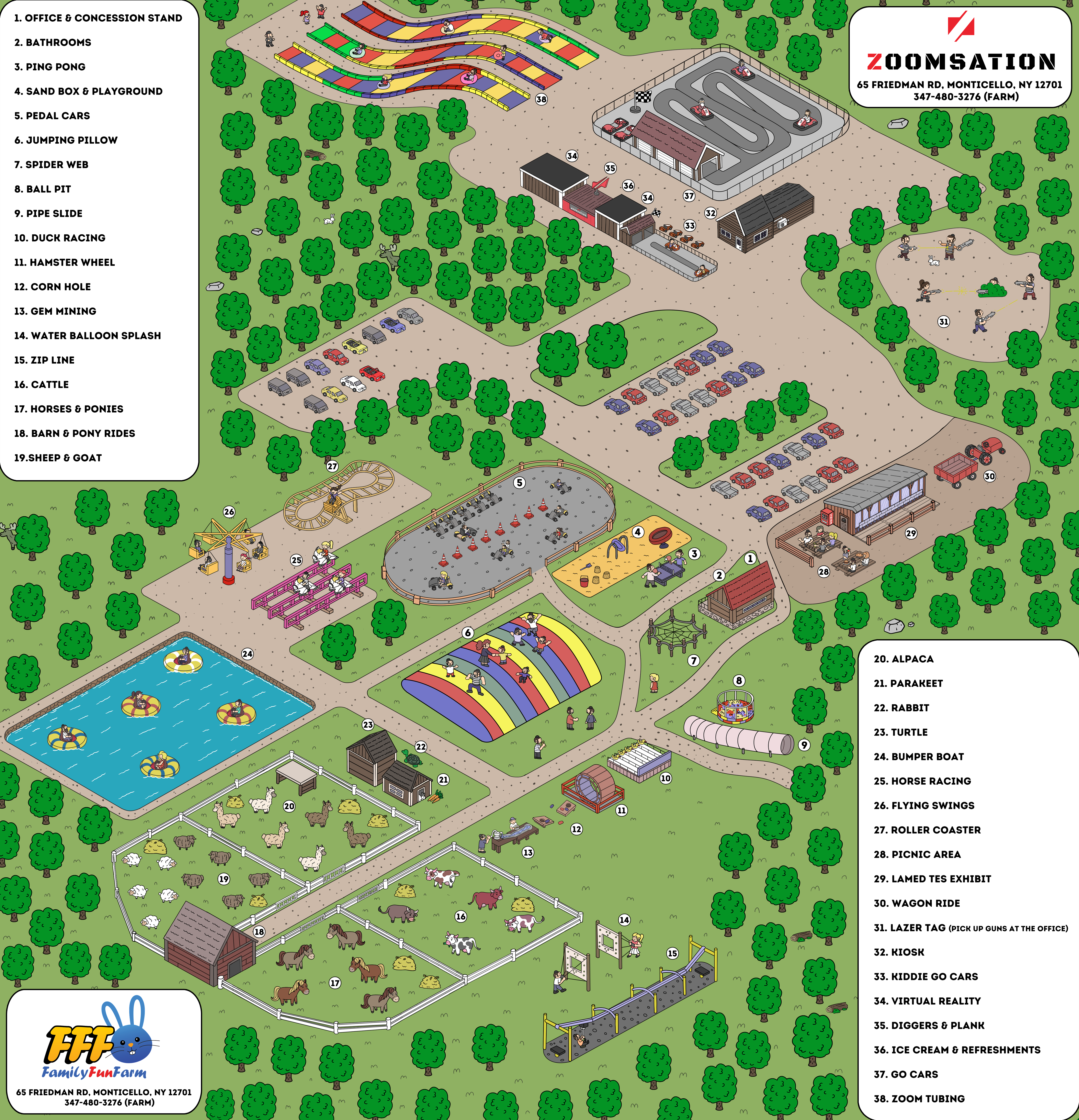 A map of the campground and its amenities.